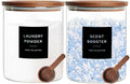 Glass Laundry Storage Containers with Acacia Lids and Scoops (2 Count)
