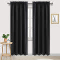 Wide Blackout Curtains for Bedroom Living Room 60 x 84 Inch Long Black