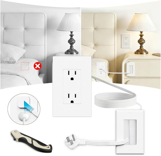 in Wall Cable Management Kit，TV Vord Hider，Outlet Relocation Kit for Relocating Unreachable Electrical Outlets，2 AC Outlets，9.8ft Cord – Easy, Safe Cable Management for Organized TV and Home Setups