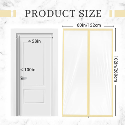 1 Pack Zipper 60 x 102 Inch Dust Barrier Door Kit 5 x 8.5 ft Reusable Temporary Wall Construction Plastic Curtain Cover Dust Containment Standard Doorway Screen Sheeting for Home Renovation