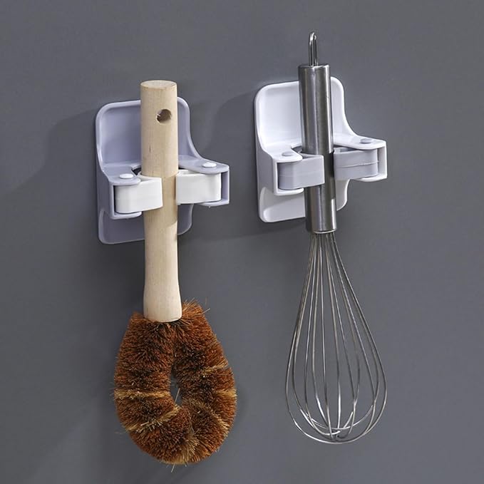 4Pcs Mop and Broom Hanger No Drilling Mops Grippers Wall Mounted Shelf for Brooms Practical Strong Grips Hanger Holder