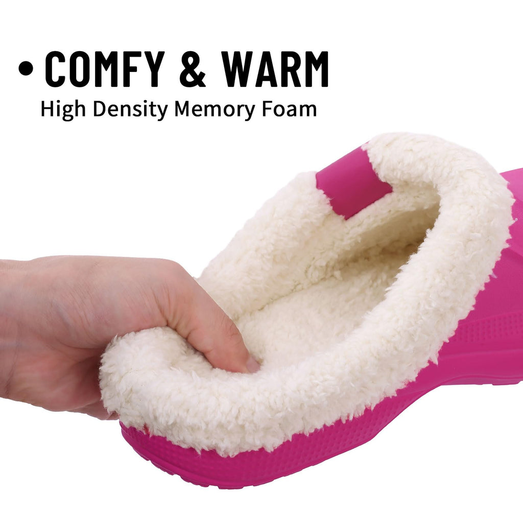 Fur Lined Clogs for Women & Men Fuzzy Slippers with Memory Foam