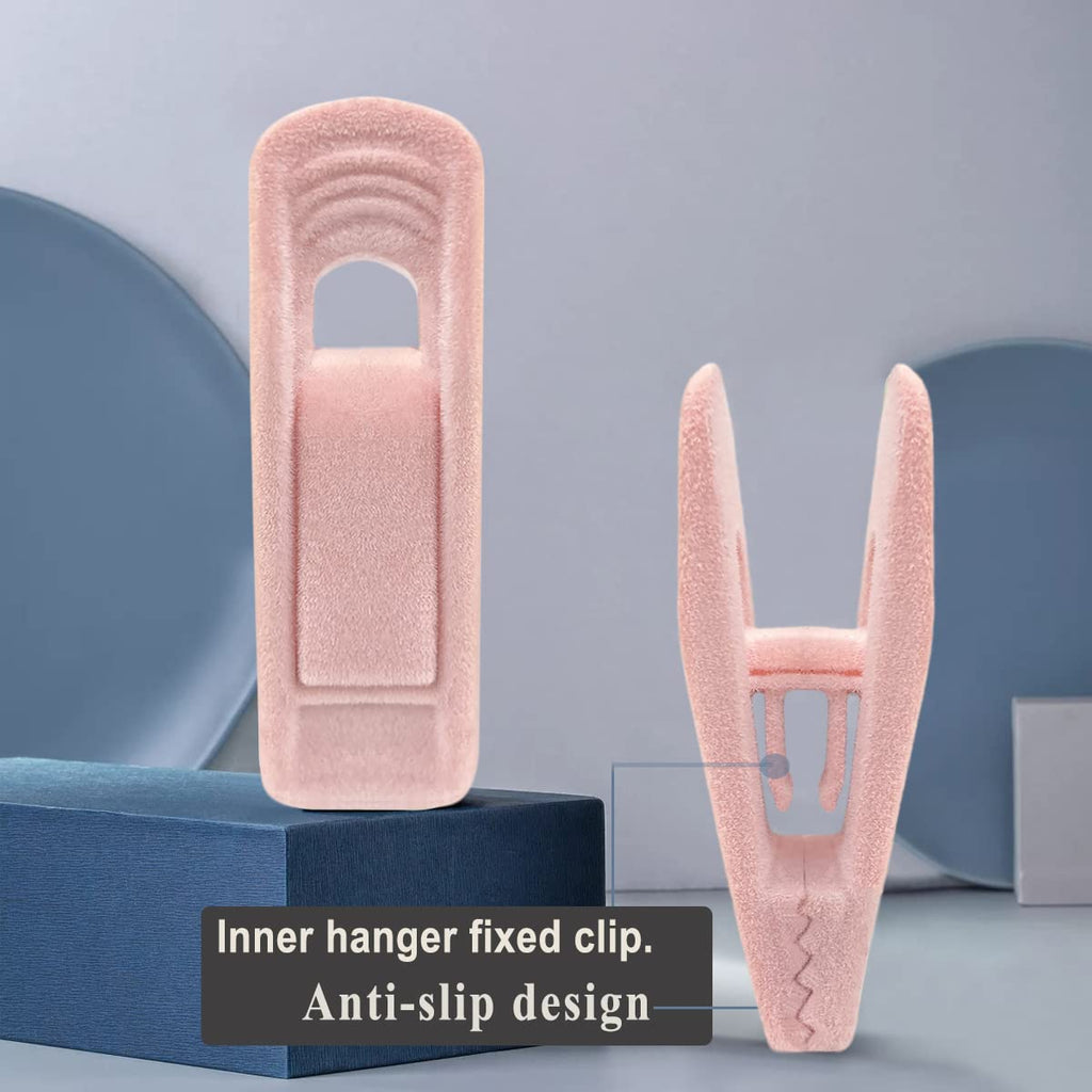 Light Pink Velvet Hangers Clips 40 PCS