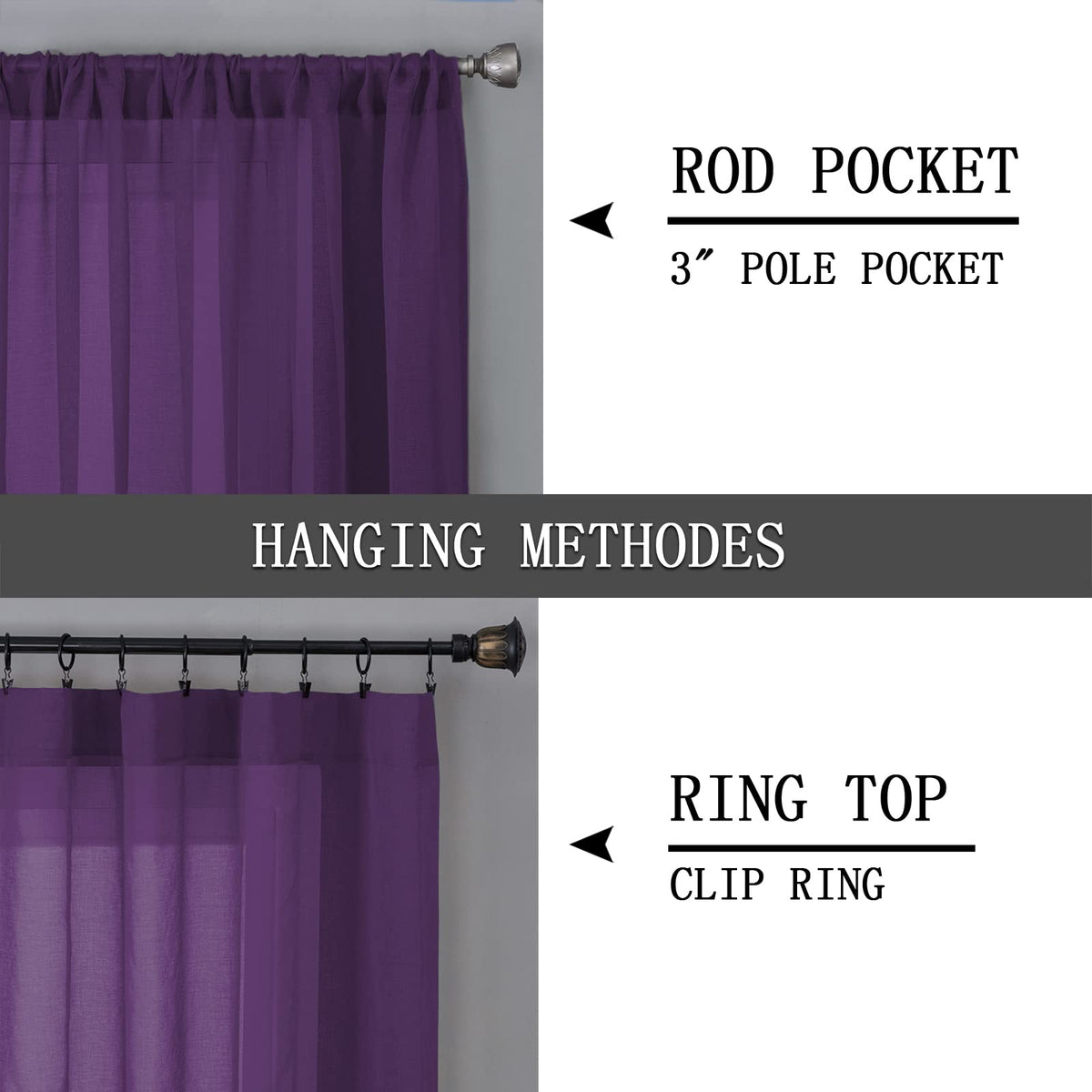Short Sheer Curtain Living Room Linen Textured Curtains Sheer Light Filtering Voile Rod Pocket Curtain for Bedroom (2 Count)
