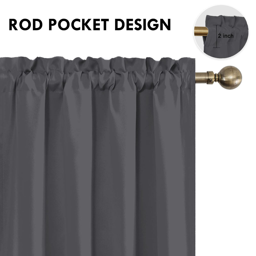 Blackout Curtains for Bedroom 42 x 72 Inch Long Dark Grey 2 Panels (2 Count)