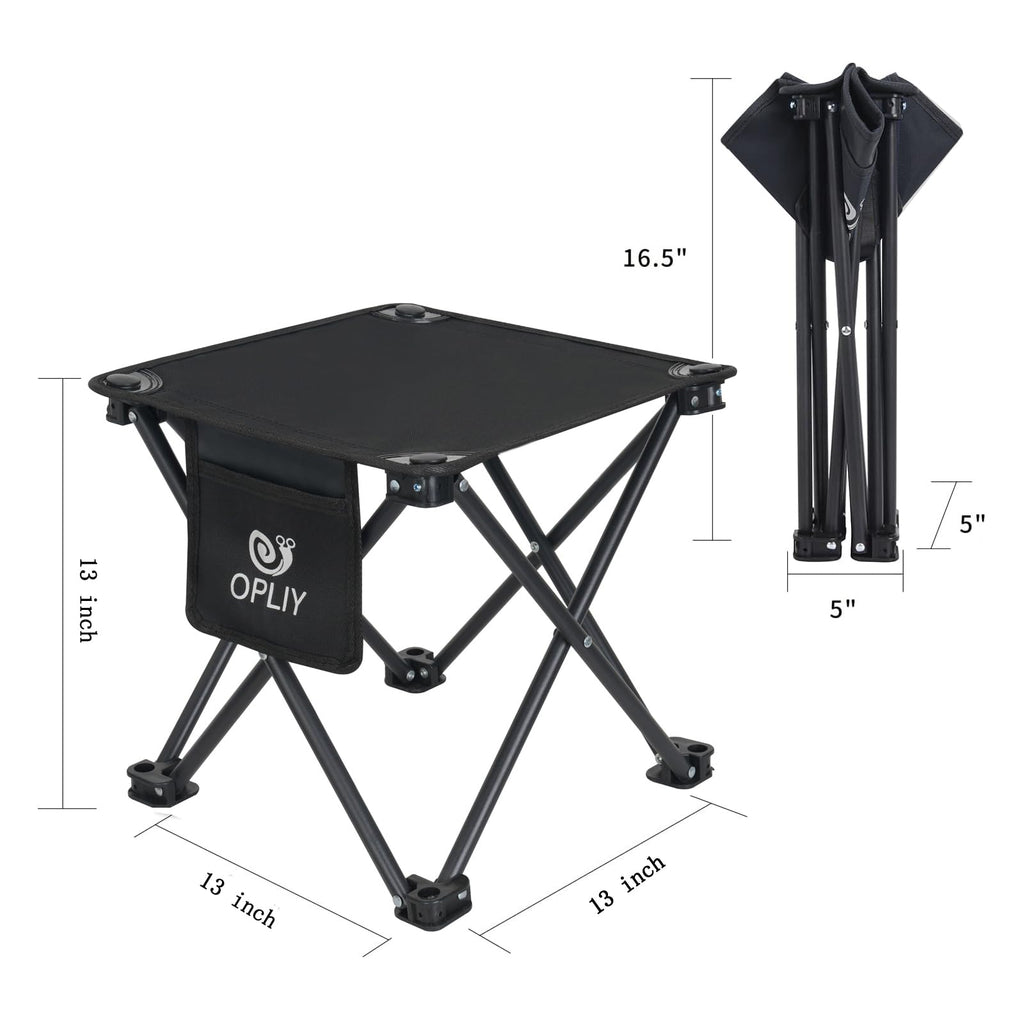 Opliy Camping Stool 2 Pack,13 Inch Portable Folding Stool for Outdoor Gardening and Beach Hiking Fishing,Foot Stool with Carry Bag (Black)