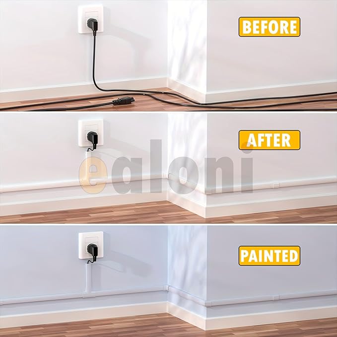 157" Cord Hider Kit | 10 Pcs 15.7in Paintable Cable Raceway with Connectors | T & L Corners | Inside & Outside Elbows | Screws and Anchors | Wall Cable Concealer for TV