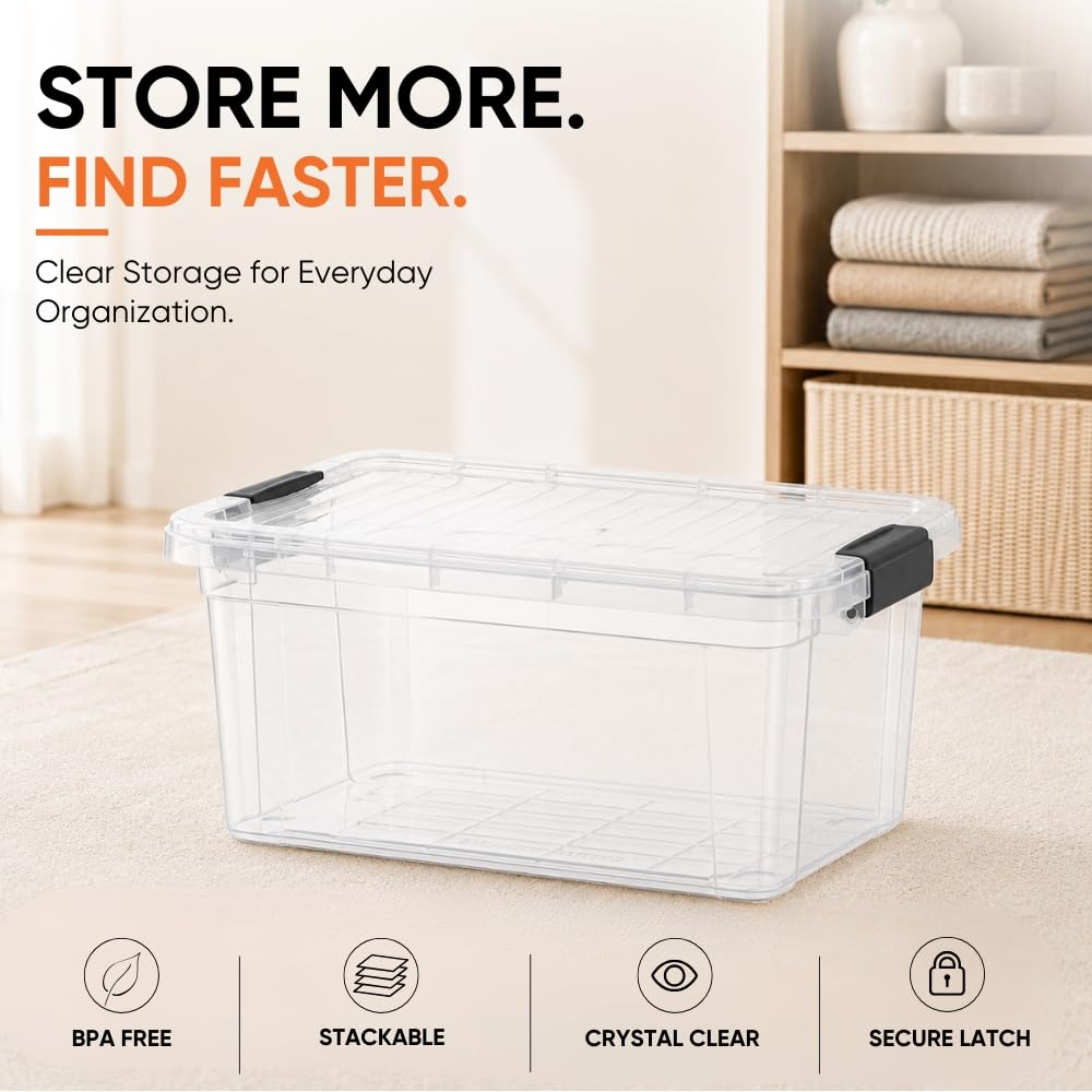 Small Clear Storage Boxes with Lids (3 Count)