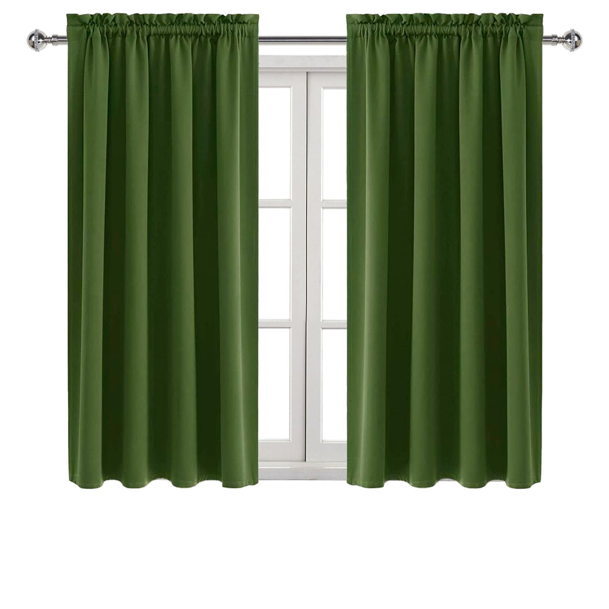 Blackout Curtains for Bedroom 42 x 45 Inch Long Olive Green 2 Panels (2 Count)