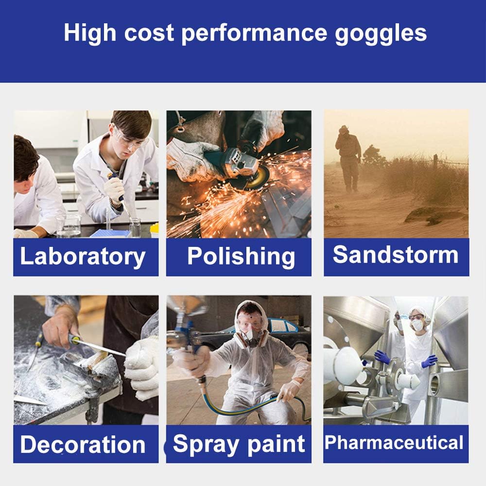 3PCS Anti Fog Protective Safety Goggles Clear Lens Wide (3 Count)