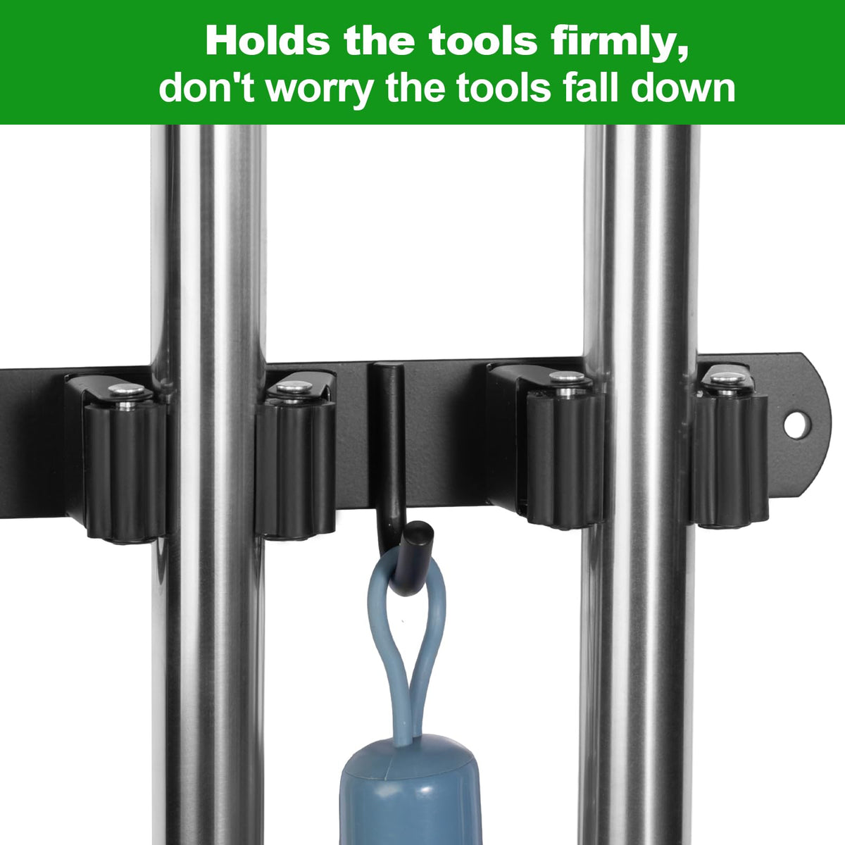 2 Pack] 5 Racks and 4 Hooks Mop and Broom Holder Wall Mount (2 Count)