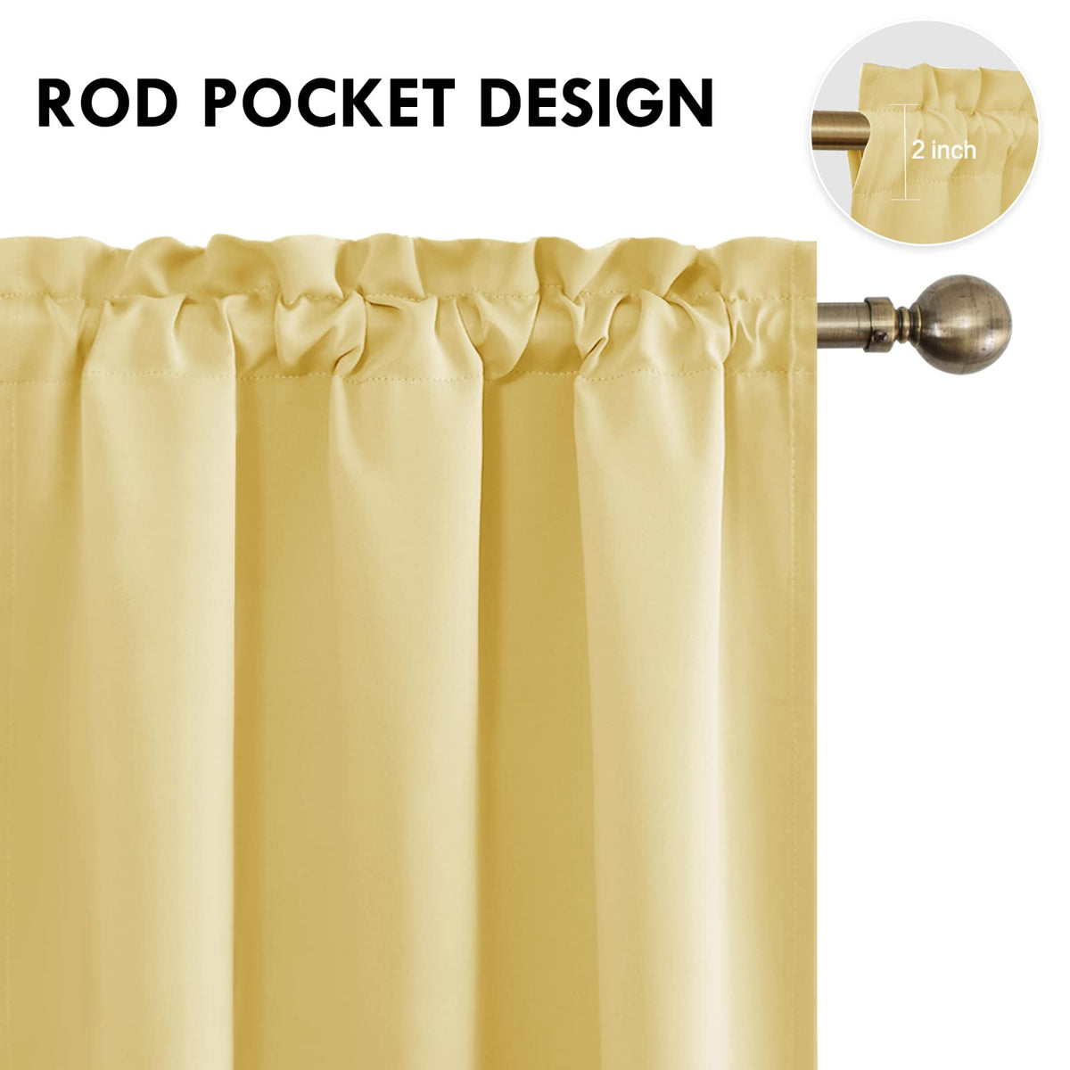 Blackout Curtains for Bedroom Living Room 42 x 45 Inch Long 2 Panels (2 Count)