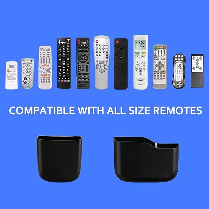 Remote Holder Wall Mount TV FAN Remote Control Holder Bedside Caddy Wall Organizer Phone Holder for Office Adhesive Media Player Controller Holder Box Tray Home Desk Nightstand 1 BIG 2 SMALL BLACK