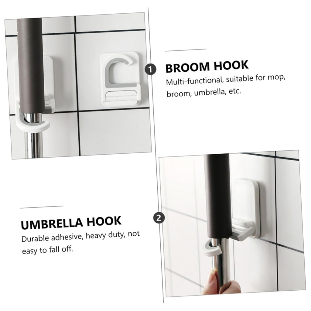 3pcs Punch Broom Mop Holder Wall Mount Hooks Multifunctional Mop Organizer for Umbrellas and Cleaning Tools Home Kitchen Garage Storage