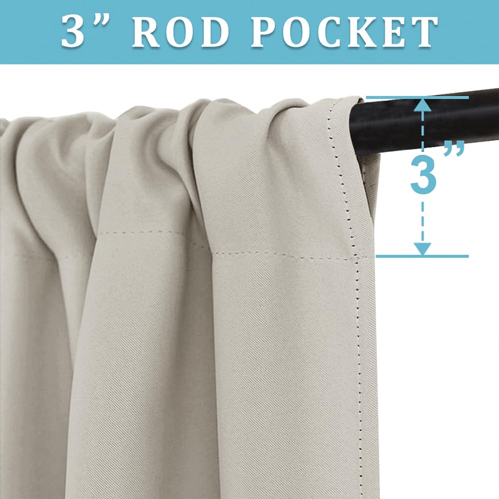 Short Natural Curtains for Small Bedroom Kitchen Cafe Window (2 Count)