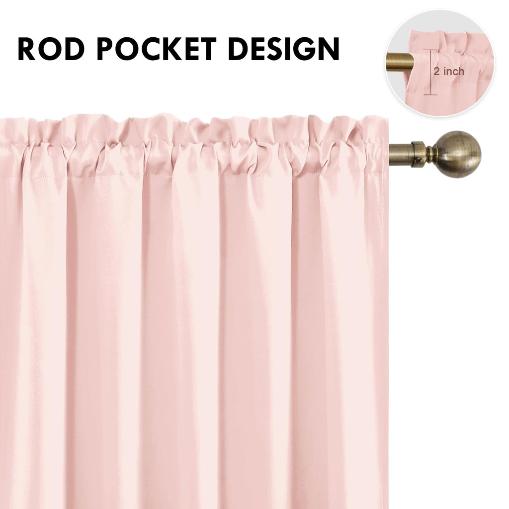 Wide Blackout Curtains for Bedroom 70 x 72 Inch Long Blush Pink