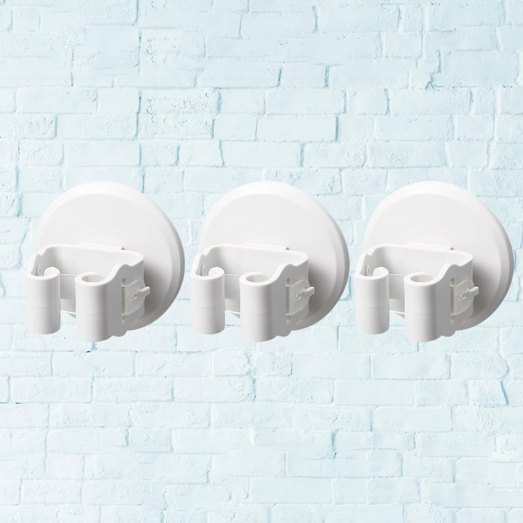 3pcs Suction Cup Mop and Broom Holder Clips White Wall