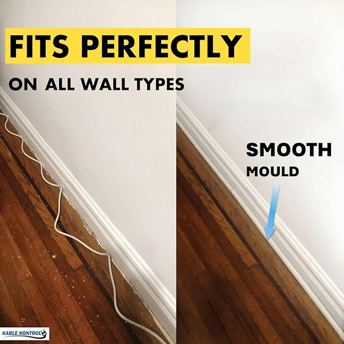 Kable Kontrol Half Round Cord Hider, Cable Cover, Hide TV Wall Mount Wires, Raceway for Cords, Decorative Wire Covers, Paintable, Adhesive Cable Concealer - 1.2in W x 0.50in H x 40in L– 20 Pcs - White