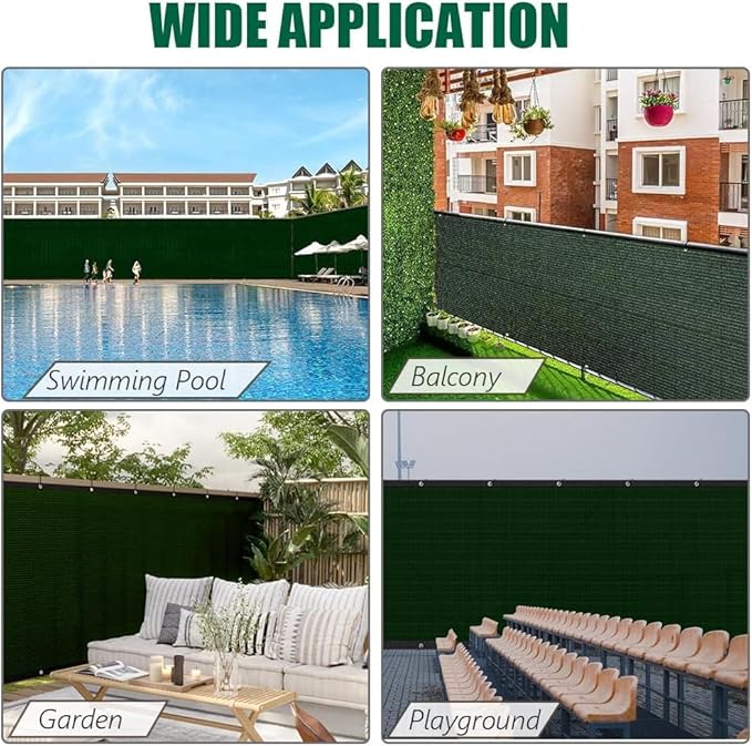 Petgrow Fence Privacy Screen 6FT X 65FT– Heavy Duty (HDPE) Outdoor Shade Mesh Cloth, 90% Blockage Fencing Shade Net Cover for Garden, Backyard, Balcony & Swimming – UV Protection, Windproof