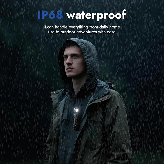 WUBEN L1 Rechargeable Flashlights High Lumens, 2000 Lumen Bright Flashlight, Dual Light Sources Flashlight with 180° Rotating Head, IP68 Waterproof Handheld Flash Light for Emergencies Camping (519A)