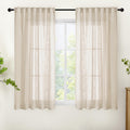 Oatmeal Linen Curtains 54 Inch Length for Living Room Window (2 Count)