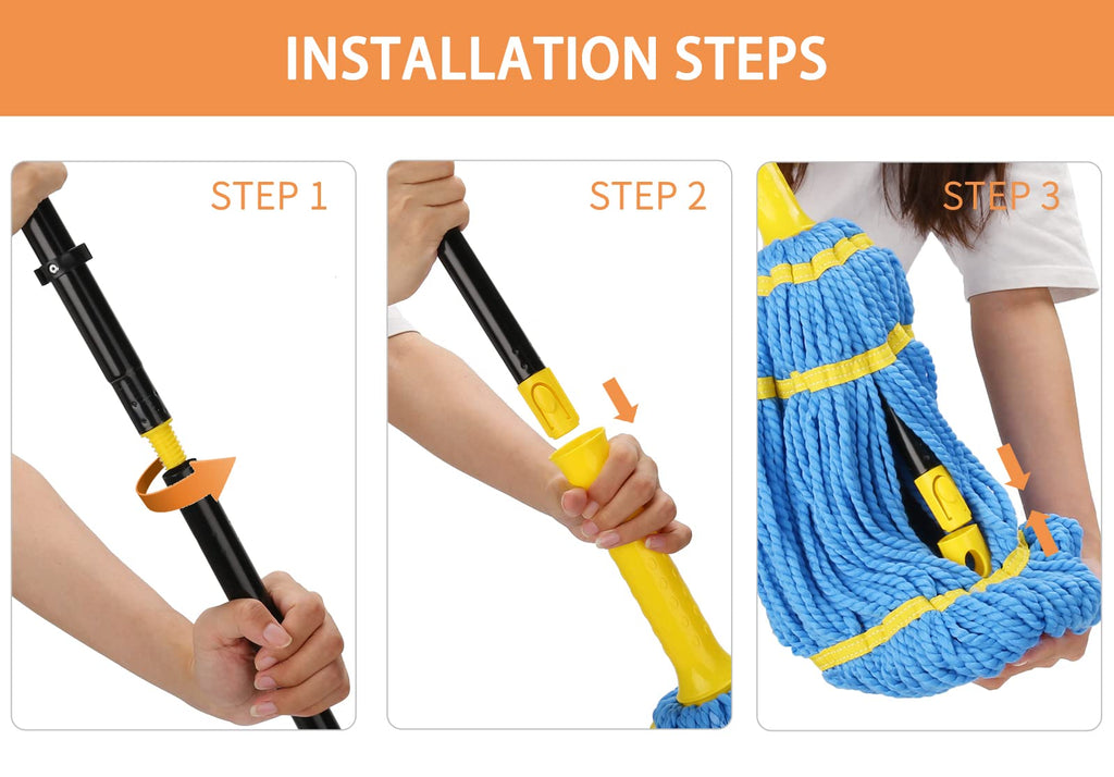Self Wringing Twist Mop with 1 Extra Refill