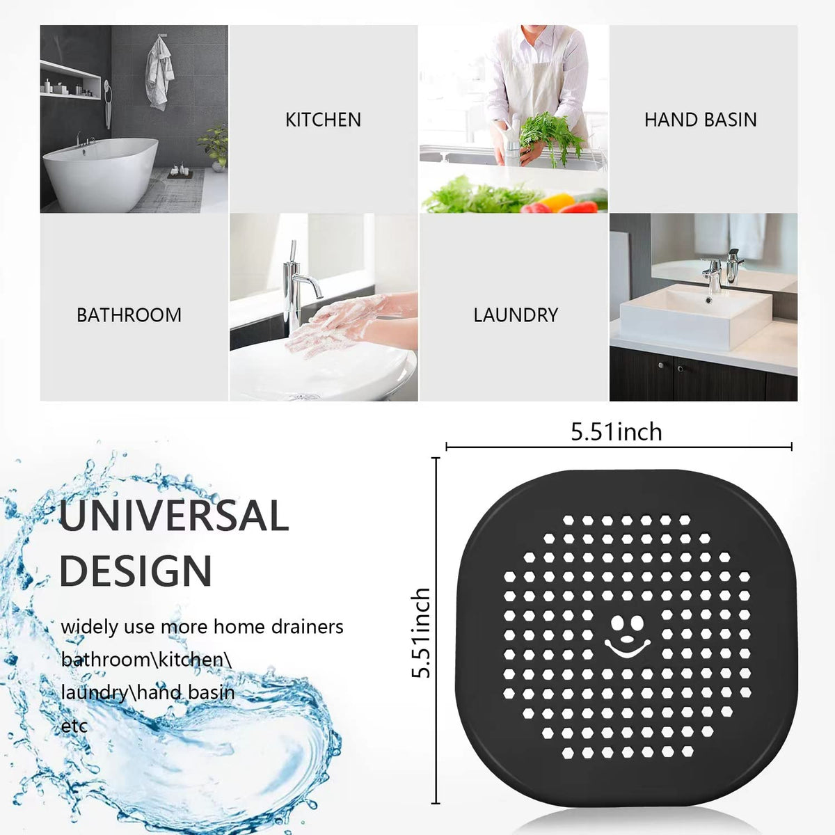 2 Pack Drain Hair Catcher Silicone Drain Protector Bathroom Accessories Hair Stopper Drain Cover for Shower Kitchen Bathroom Tub Pink (2 Count)