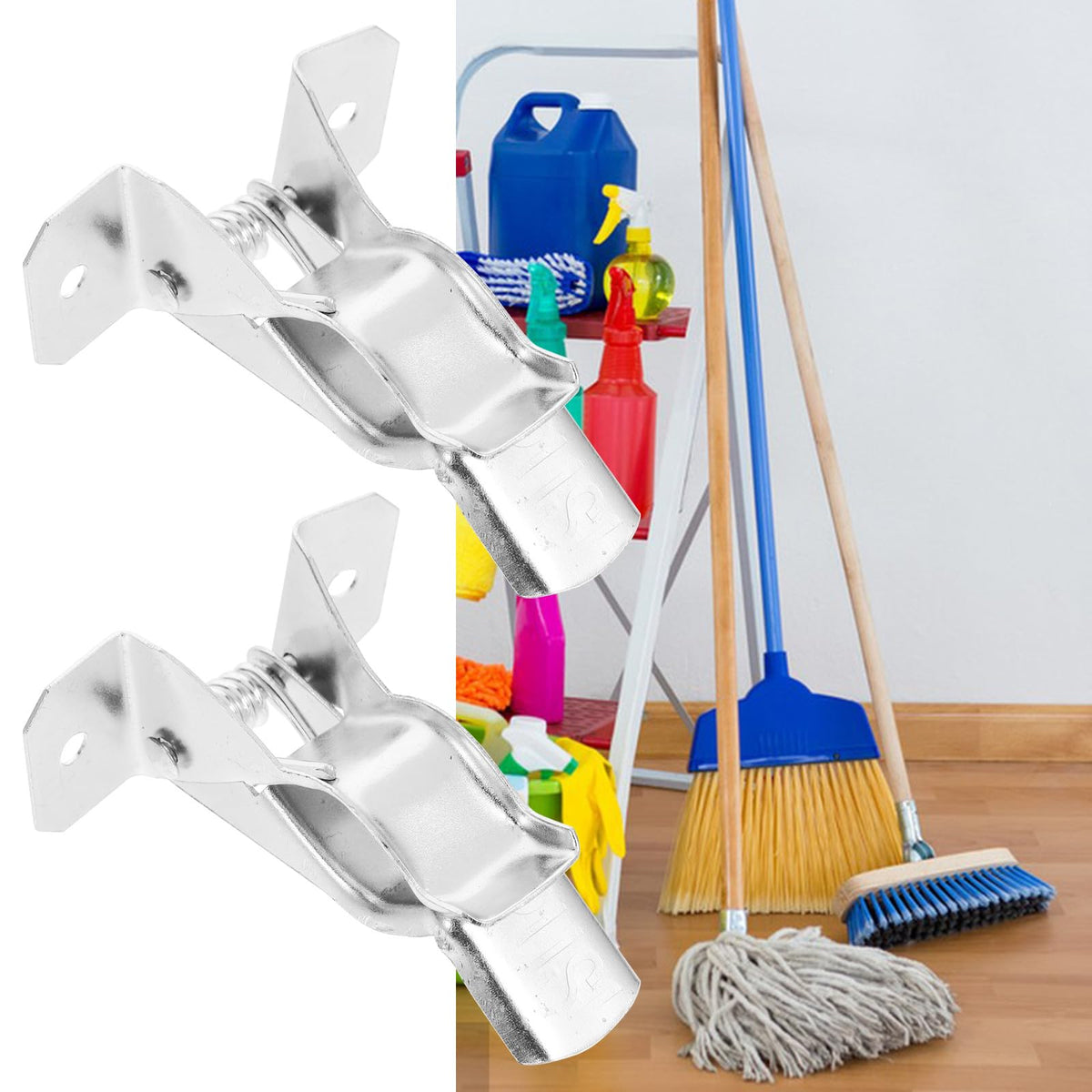 10pcs Wall Mounted Mop Broom Holder Heavy Duty Iron Broom Gripper Clips for Garage Kitchen Bathroom Storage Organizer
