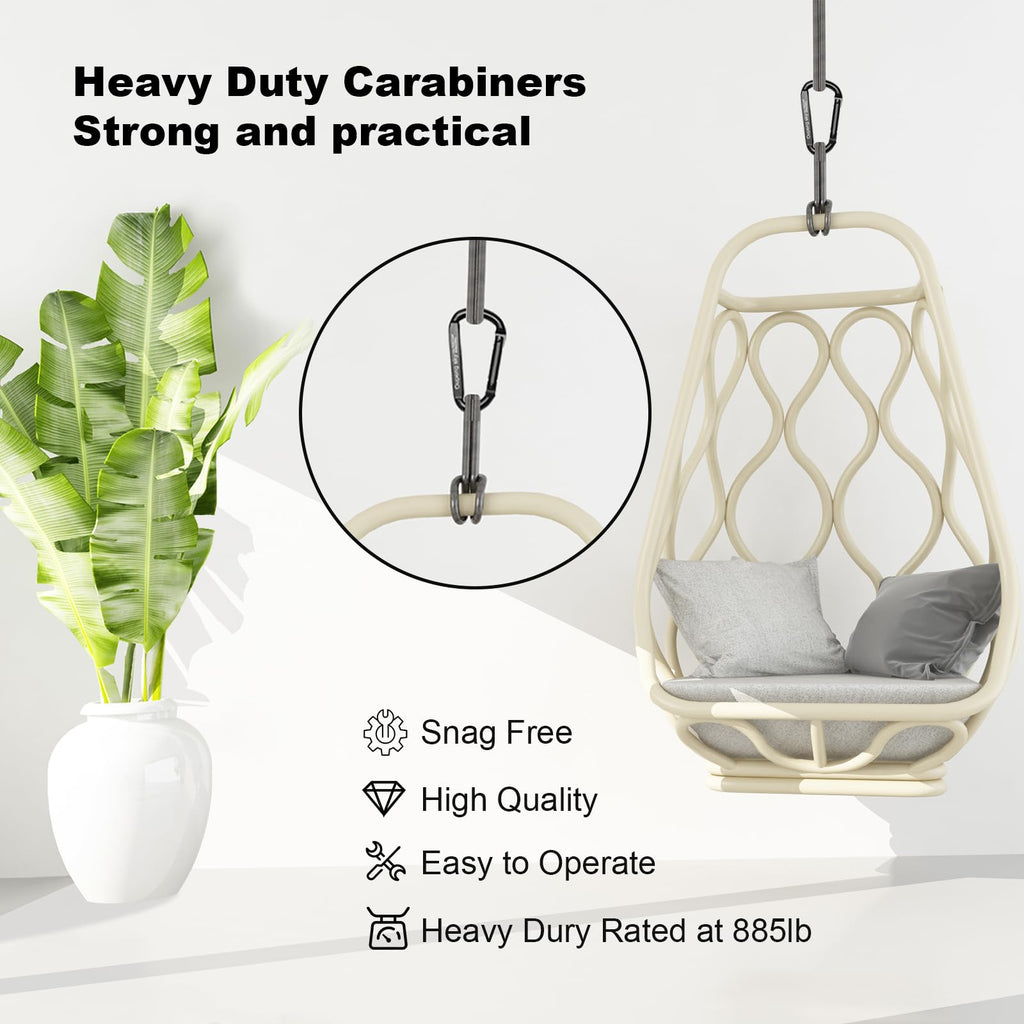 Carabiner Clip，855lbs，3" Iron Heavy Duty Caribeaners for Hammocks,Camping Accessories,Hiking,Keychain,Outdoors and Gym etc,Spring Snap Hook Carabiners for Dog Leash,Harness and Key Ring,2 PCS,Black