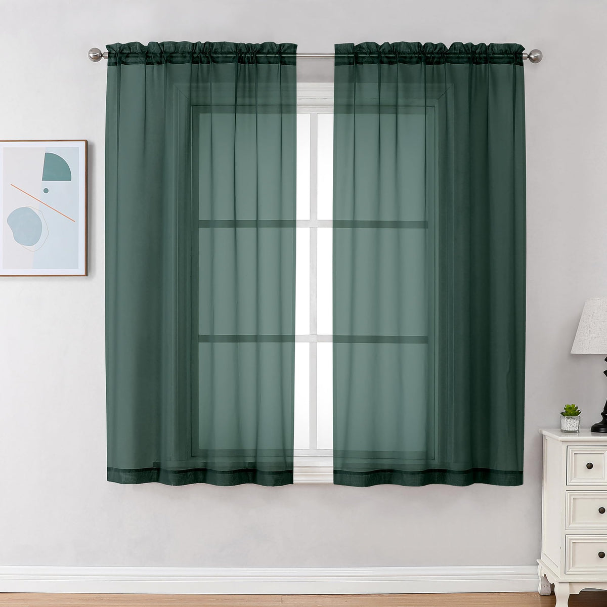 Sheer Curtains 63 Inch Length 2 Panels (2 Count)