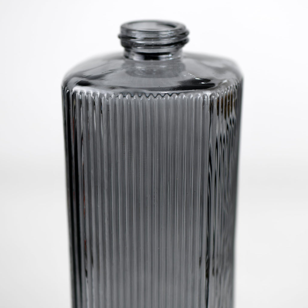 12 oz Glass Soap Dispenser with Vertical Stripe with Black Plastic Rustproof Pump