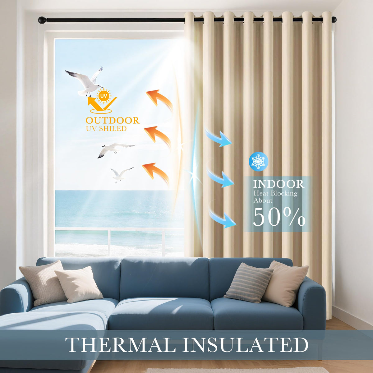 Biscotti Beige Blackout Curtains 42x60 Inches for Bedroom