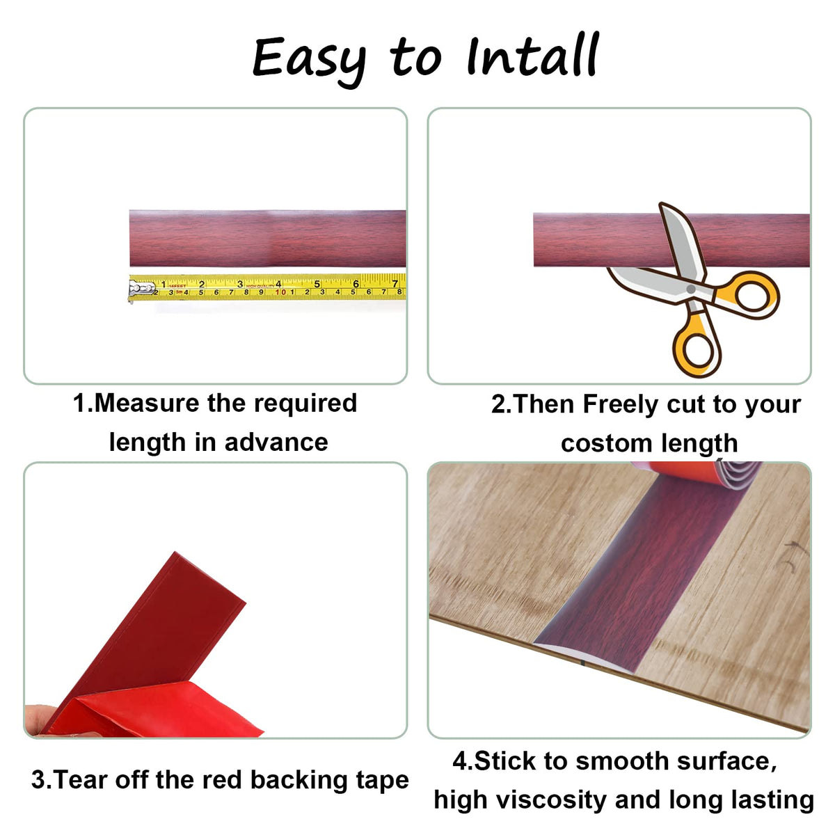 Floor Door Flat Transition Strip & Self Adhesive Floor Vinyl Floor Edge Trim Laminate Floor Gap Covering Joining Strip (79 Foot)