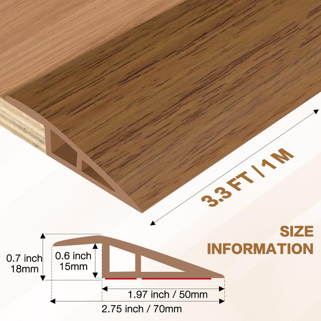 Floor Transition Strip Vinyl Door Threshold Ramp Self Adhesive Carpet Edging Strip Doorway Edge Trim (3.3 Foot)