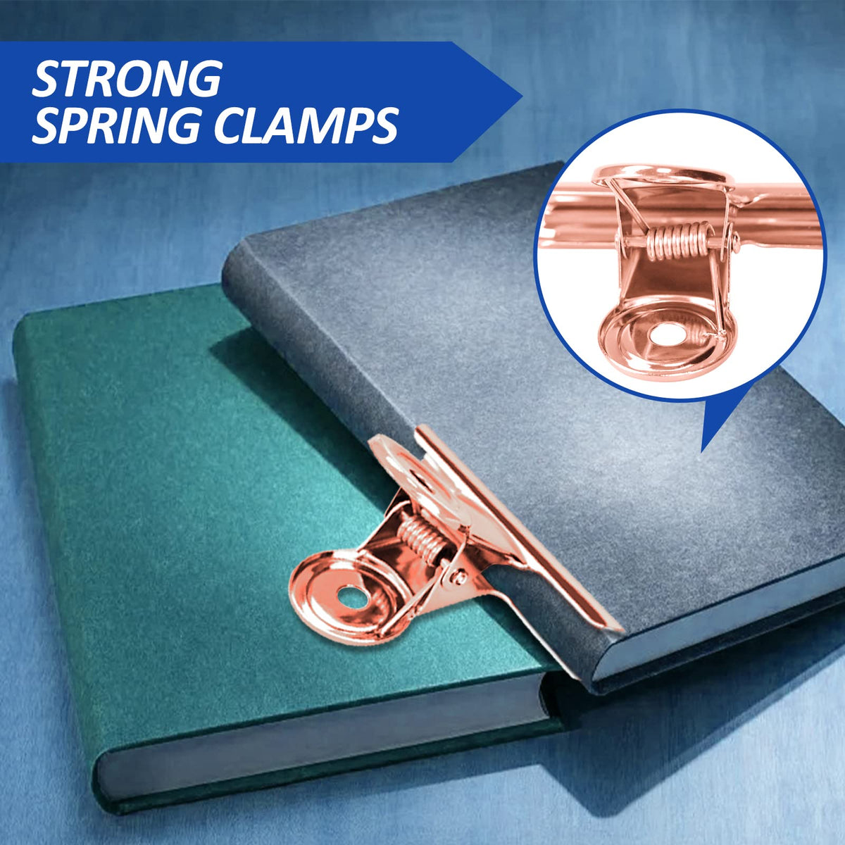 20 Pack Large Metal Hinge Rose Gold Clips 51mm for Crafts (20 Count)