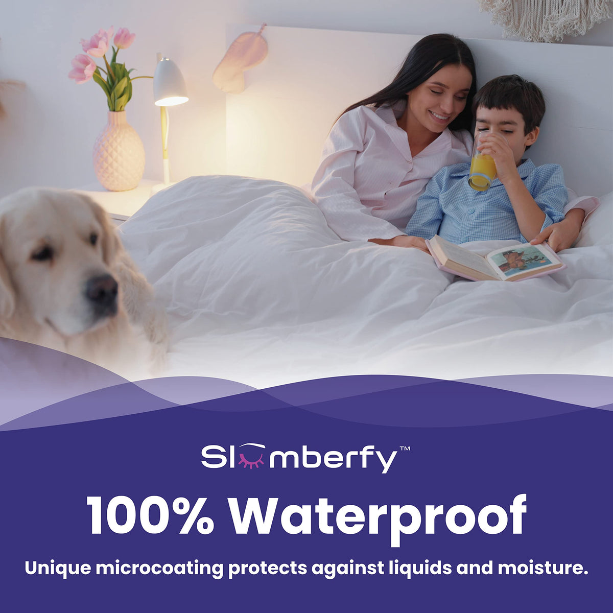 Cal King Size Waterproof Cooling Mattress Protector by Slumberfy