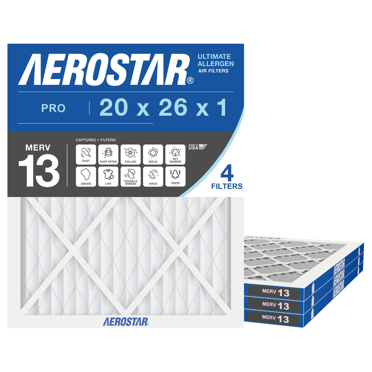 20x26x1 MERV 13 High Efficiency Pleated Air Filter (4 Count)