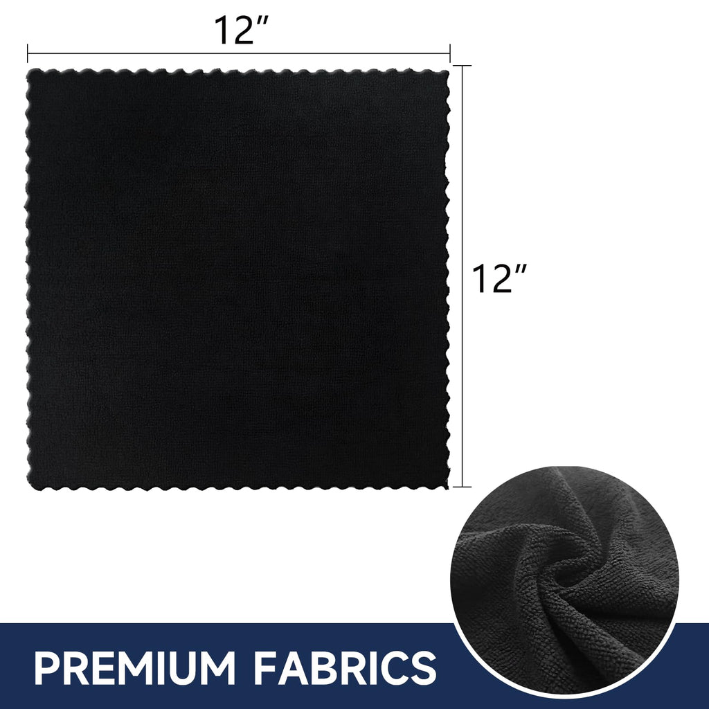 12" x 12" Black Microfiber Cleaning Cloth (40 Count)