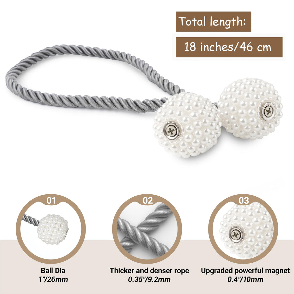 Magnetic Curtain Tiebacks Grey 2pcs (2 Count)
