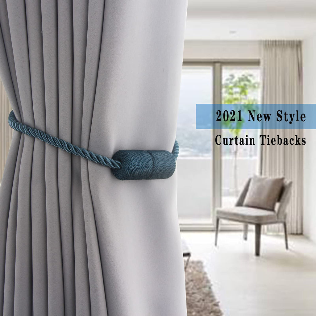 2 Pack Strong Magnetic Curtain Tiebacks Outdoor Elegant Decorative Tie Backs Modern Rope Tiebacks for Drapes Window Curtain Holdbacks for Draperies (2 Count)