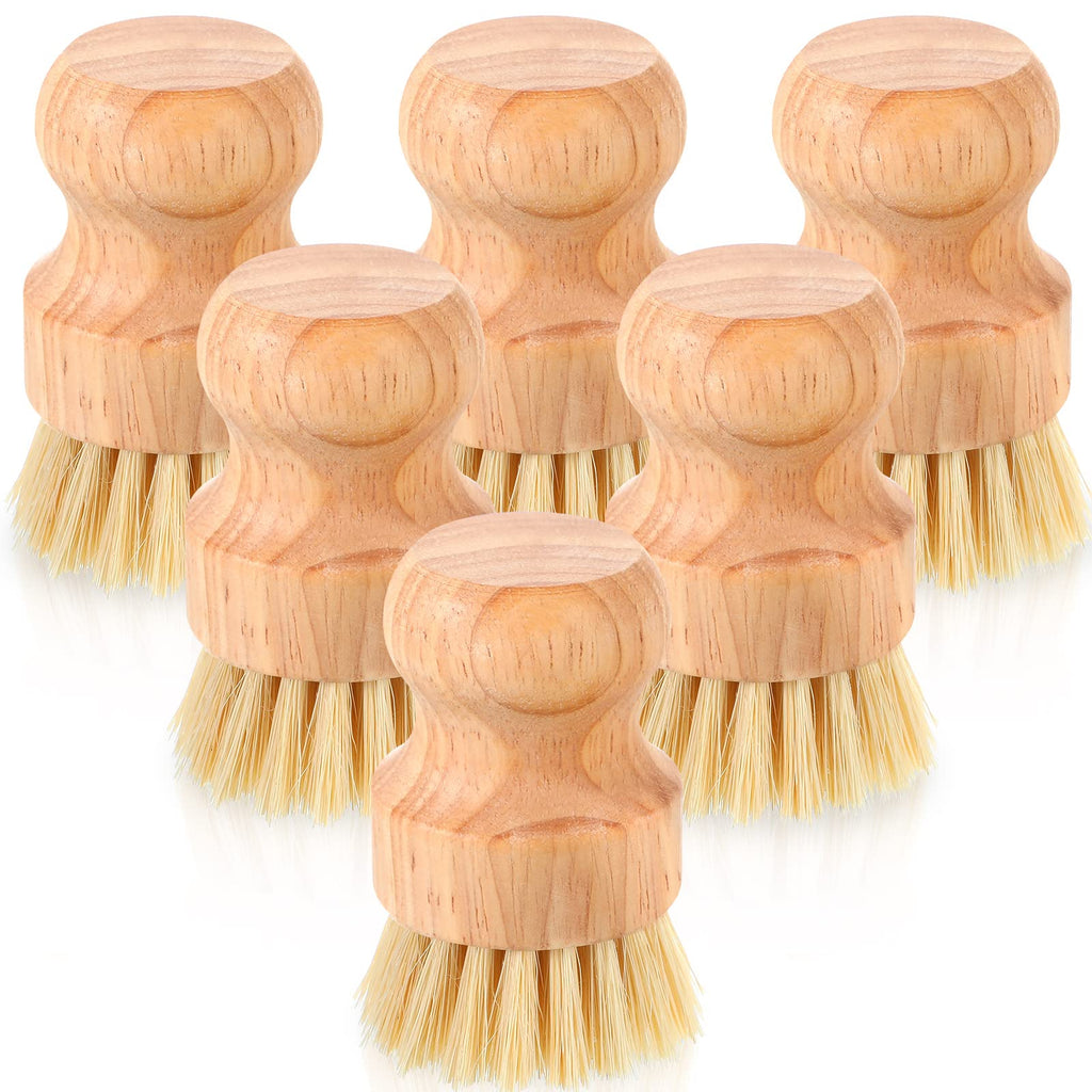 30 Packs Bamboo Dish Scrub Brushes Wooden Scrubbers Set Kitchen Dishwashing Scrubber with Natural Sisal Bristles for Iron Pot Pan Sink (30 Count)