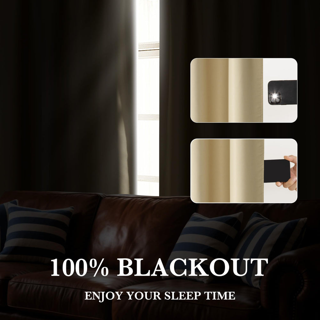 100% Blackout Short Curtains for Small Window (2 Count)
