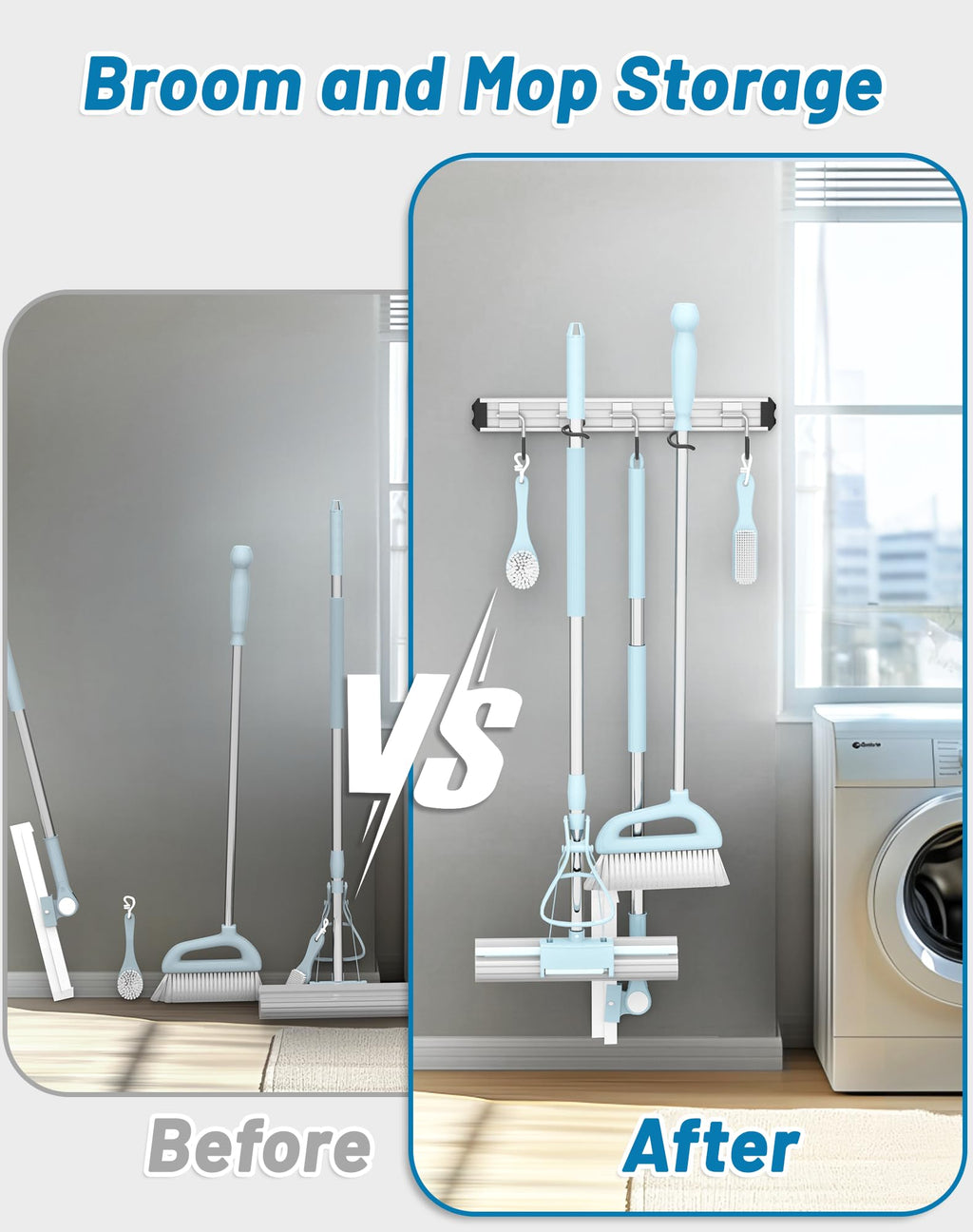 Mop and Broom Holder Wall Mount Garden Tool Rack Organizer (3 Count)