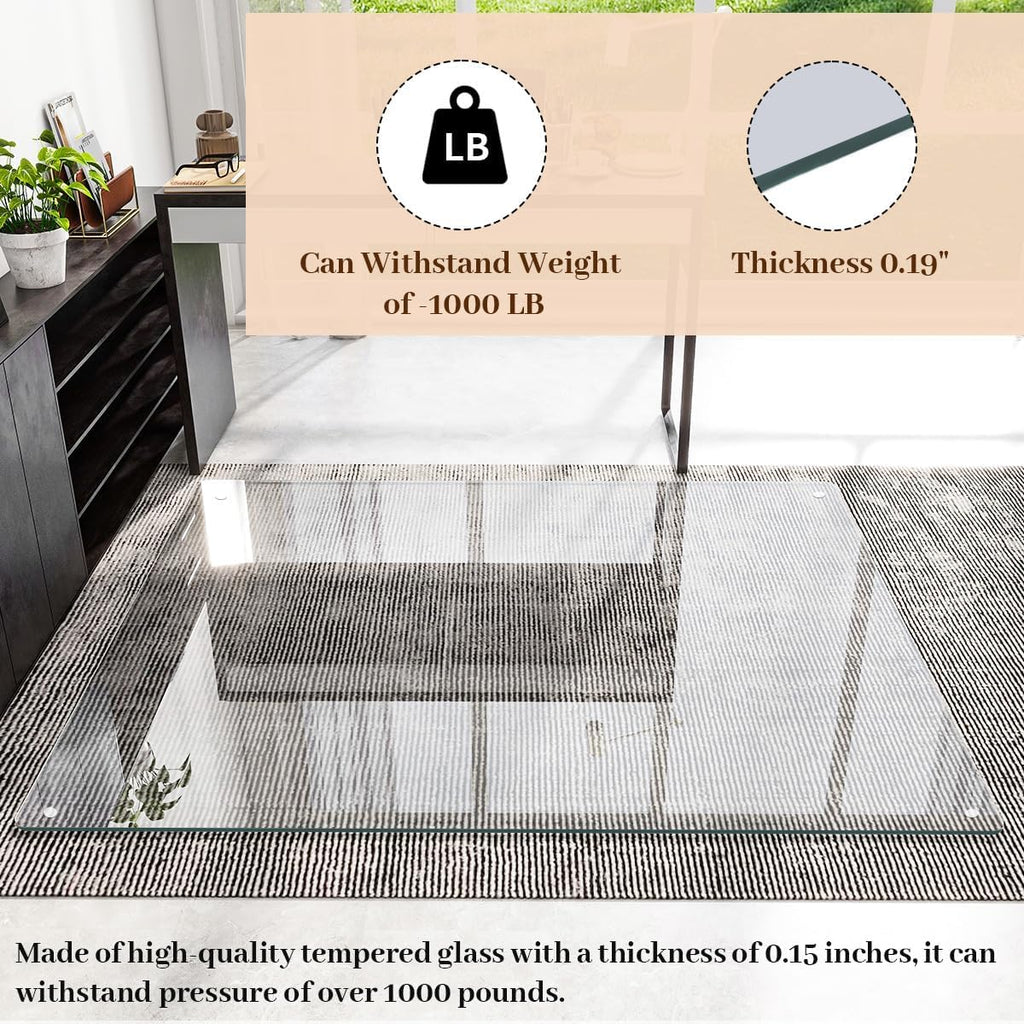 Tempered Glass] 42" x 60" Glass Office Chair Mat for Carpet