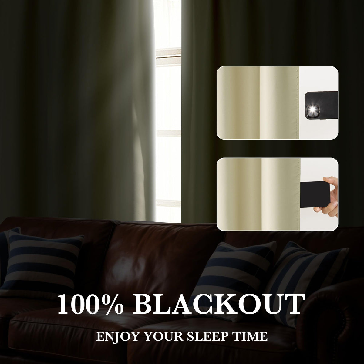 100% Blackout Short Curtains for Small Window (2 Count)