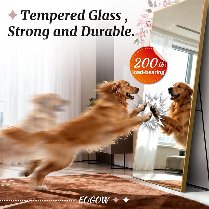 EOGOW 71" x 28" Full Body Mirror,Tempered Glass Shatterproof Full Length Mirror with Stand, Hanging, Wall Mounted Leaning for Bedroom Living Room Entryway