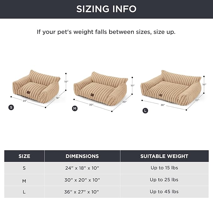 Bedsure Cute Cat Couch for Pets - Fluffy Cat Sofa with Premium Soft Corduroy Fleece, Fuzzy Pet Couch Bed with Removable Washable Cover, Supportive Pet Chair for Indoor Cats, 24inch, Tuscan Beige