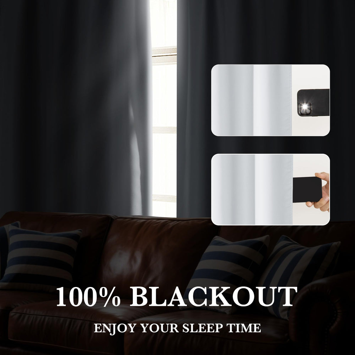 100% Blackout Short Curtains for Small Window (2 Count)
