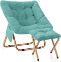 Kasunpul Comfy Saucer Chair, Foldable Living Room Chairs, Soft Faux Fur Lounge Chair for Bedroom, Reading Chairs for Adults, Teens, X-Large (Mint)