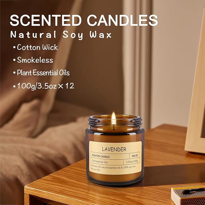 12Pack Scented Candle Set - Aromatherapy Candle Gift Set ??Long Lasting Jar Candles for Men| Women, Ideal for Birthdays, Mother's Day Thanksgiving Gifts